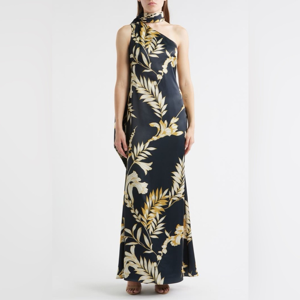 Draped Satin Gown Vince Camuto Navy Size 12